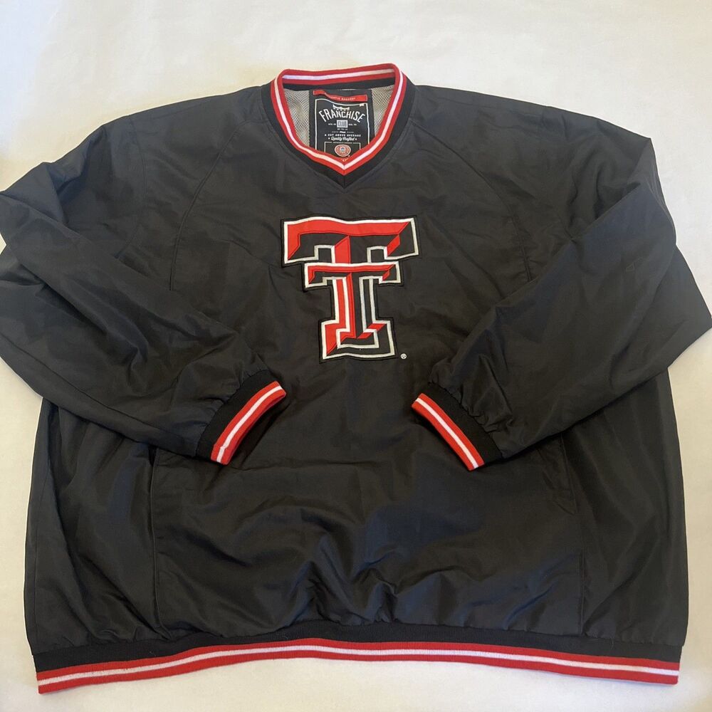 Franchise Club Men's Windbreaker V-Neck Jacket College Texas Tech Large Logo 2XL